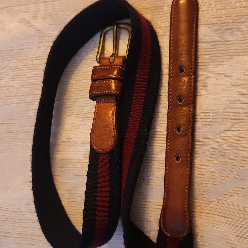 Coach Leather And Wool Belt, 34"